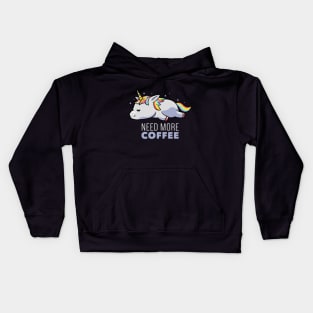 Need More Coffee Lazy Unicorn Gift Kids Hoodie